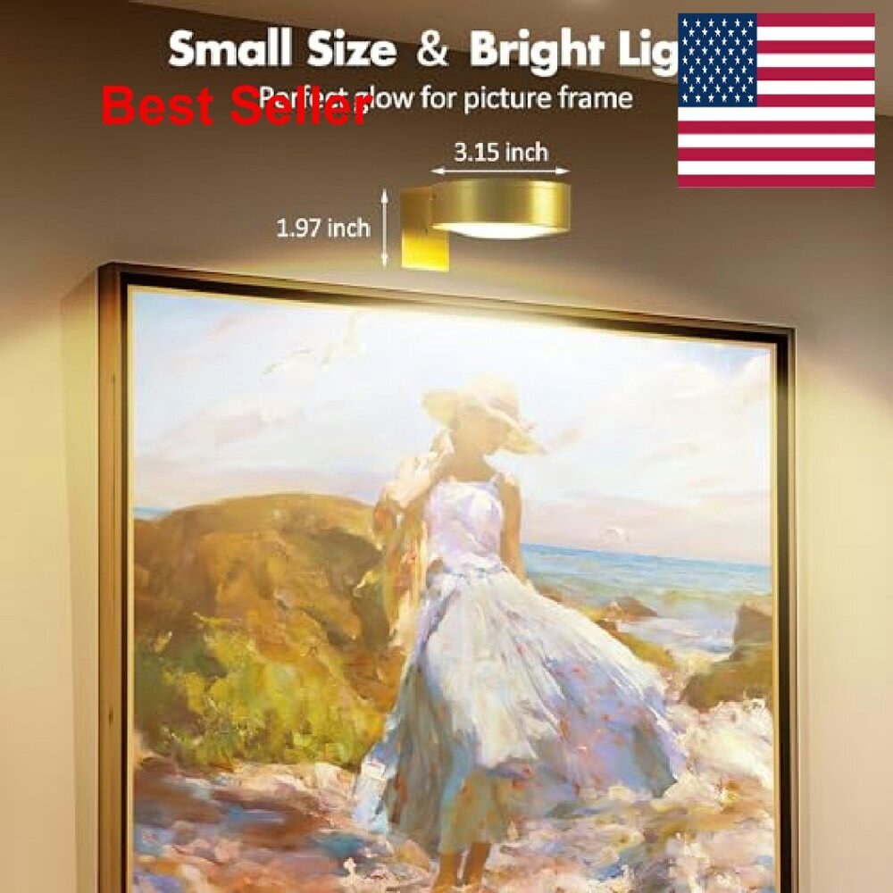 Magnetic LED Picture Lights Remote Dimmable Timer Art Display Wall Decor - Picture 5 of 7